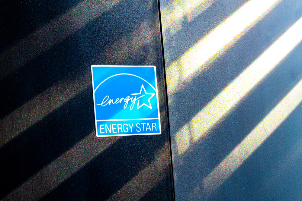 A blue seal to confirm energy efficiency.