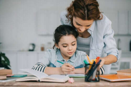 A mother helping her daughter organize her study time.